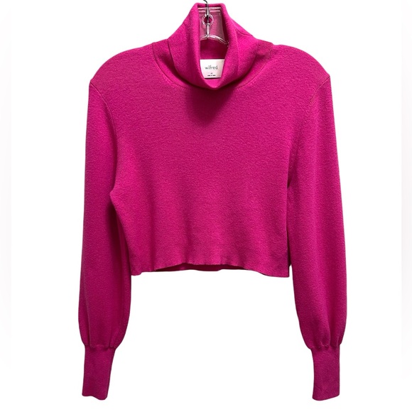 Wilfred Aritzia Rebecca Turtleneck Cropped Sweater Merino Wool Cotton Vital Pink - Picture 1 of 6